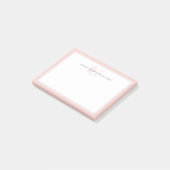 Minimalistische Blush Roze Script Twee Rand Monogr Post-it® Notes (Schuin)