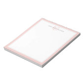 Minimalistische Blush Roze Twee Rand Monogram Notitieblok (Linkerzijde)