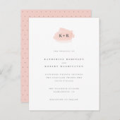 Minimalistische Blush Roze Waterverf Initialen bru Uitnodiging Briefkaart (Voorkant / Achterkant)