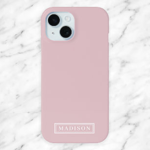 Minimalistische Blush Roze Wit Gepersonaliseerde n iPhone 15 Case