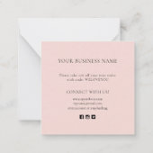Minimalistische Blush Small Business-bedankpas Notitiekaartje (Achterkant)