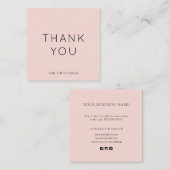 Minimalistische Blush Small Business-bedankpas Notitiekaartje (Voorkant / Achterkant)