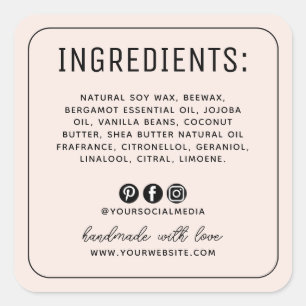 Minimalistische blush social media ingrediënten la vierkante sticker