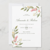 Minimalistische Blush Waterverf Bloemen Huwelijk Kaart (Voorkant)