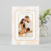 Minimalistische Blush Waterverf Vrolijk Kerstfeest Folie Feestdagenkaart (Staand Voorkant)