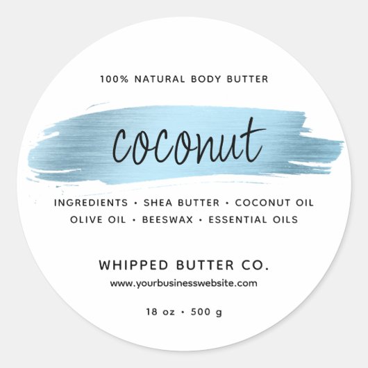 Minimalistische Body Butter Small Business Blauw Ronde Sticker (Voorkant)