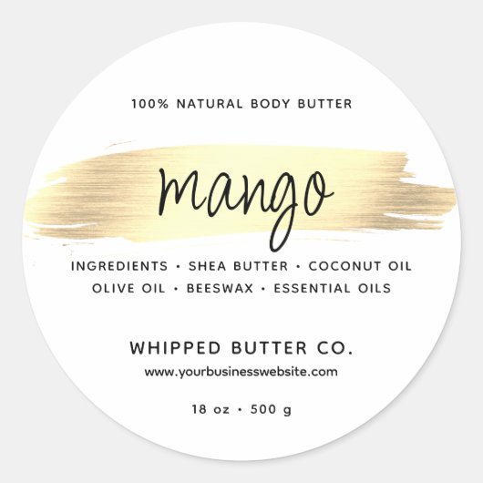 Minimalistische Body Butter Small Business Gold Ronde Sticker (Voorkant)