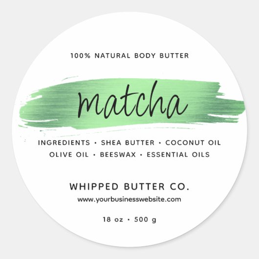 Minimalistische Body Butter Small Business Groen Ronde Sticker (Voorkant)