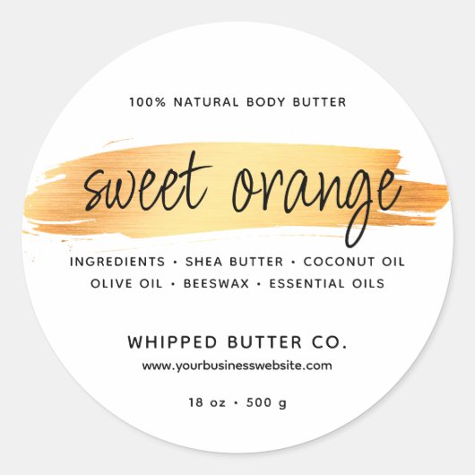 Minimalistische Body Butter Small Business Sinaasa Ronde Sticker (Voorkant)