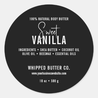 Minimalistische Body Butter Small Business Zwart | Ronde Sticker
