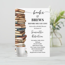 Minimalistische Boeken & Brouwsels Koffie Bruiloft Kaart