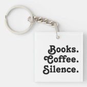 Minimalistische boeken Coffee Silence Acryl Sleute Sleutelhanger (voorkant)