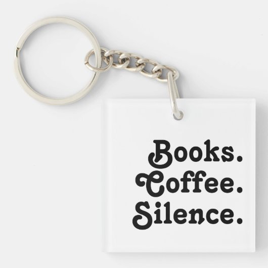 Minimalistische boeken Coffee Silence Acryl Sleute Sleutelhanger (voorkant)