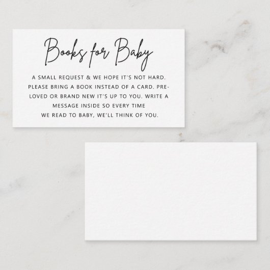 Minimalistische boeken voor Baby shower Enclosure  Informatiekaartje (Voorkant / Achterkant)