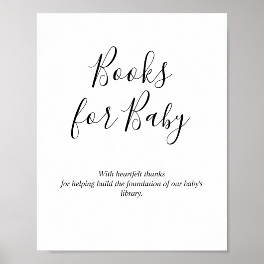 Minimalistische boeken voor Baby shower Sign Poster (Voorkant)