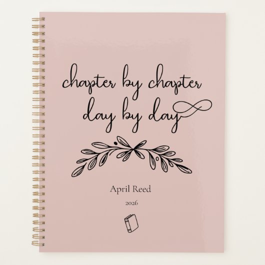 Minimalistische boekliefhebbers citeren Dusty Pink Planner (Voorkant)