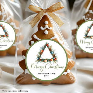 Minimalistische Boheemse Aardse Kerst Tagel Seal Ronde Sticker