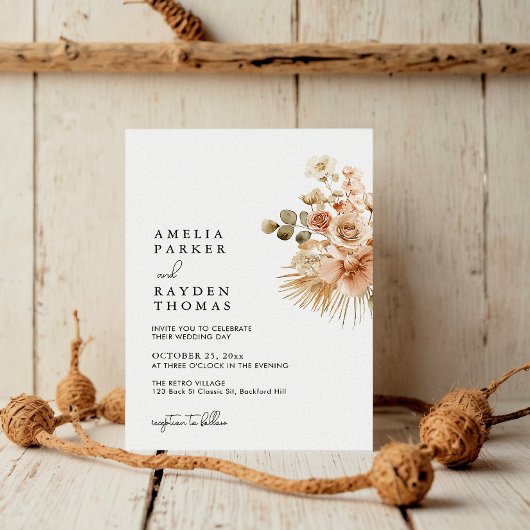 Minimalistische Boheemse Blooms Wedding Kaart