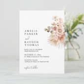 Minimalistische Boheemse Blooms Wedding Kaart (Staand voorkant)