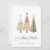 Minimalistische Boheemse dennenboom Kerstgroet Feestdagenkaart (Voorkant)