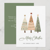 Minimalistische Boheemse dennenboom Kerstgroet Feestdagenkaart (Voorkant / Achterkant)