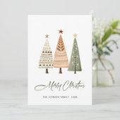 Minimalistische Boheemse dennenboom Kerstgroet Feestdagenkaart (Staand voorkant)