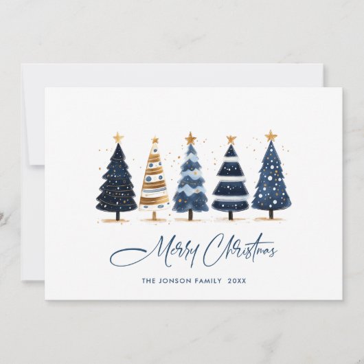 Minimalistische Boheemse dennenboom Kerstgroet Feestdagenkaart (Voorkant)