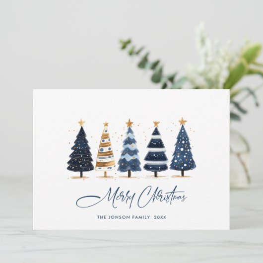 Minimalistische Boheemse dennenboom Kerstgroet Feestdagenkaart (Staand voorkant)