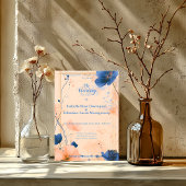 Minimalistische Boheemse Peach en Royal Blue Weddi Kaart