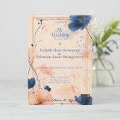 Minimalistische Boheemse Peach en Royal Blue Weddi Kaart (Staand voorkant)