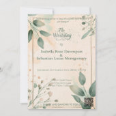 Minimalistische Boheemse Sage Green & Roos bruilof Kaart (Voorkant)