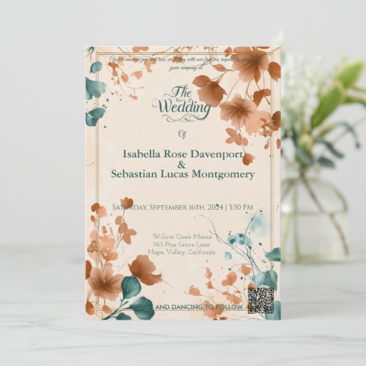 Minimalistische Boheemse Terracotta en Blauwgroen Kaart (Staand voorkant)