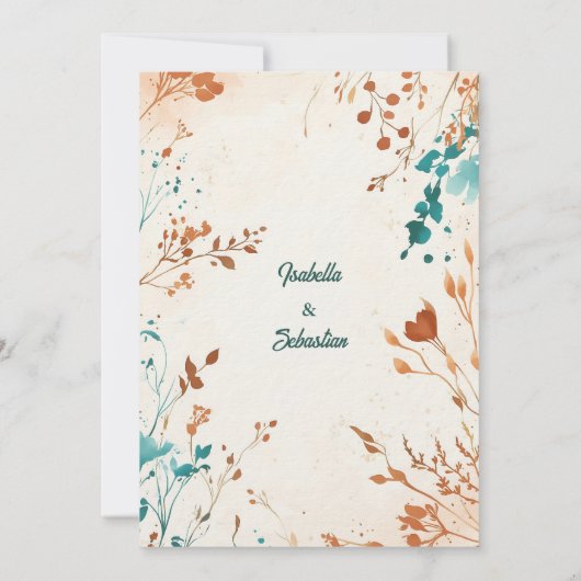 Minimalistische Boheemse Terracotta en Blauwgroen Kaart (Achterkant)