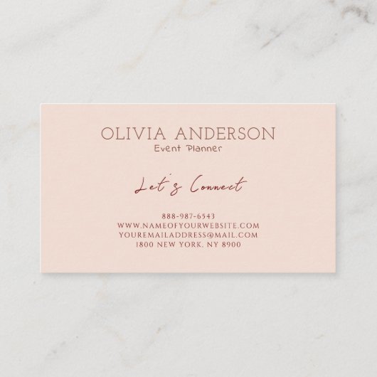 Minimalistische Boho aardachtige terracotta bloemi Visitekaartje (Achterkant)