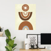Minimalistische Boho Aardetone Regenboog Muur Kuns Poster (Thuiskantoor)