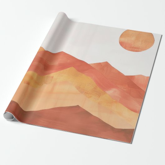 Minimalistische Boho Abstracte Berglandschap Cadeaupapier (Uitgerold)