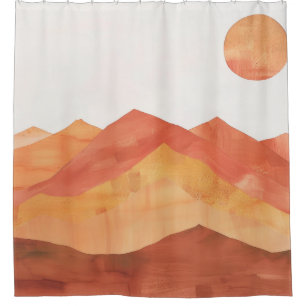 Minimalistische Boho Abstracte Berglandschap Douchegordijn