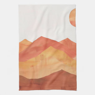 Minimalistische Boho Abstracte Berglandschap Theedoek