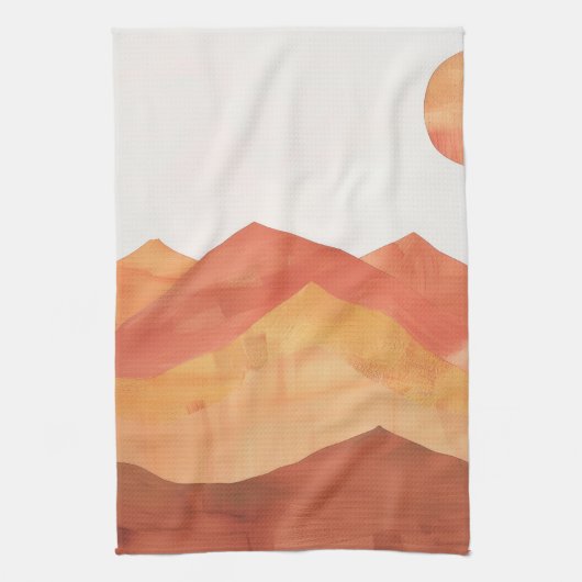 Minimalistische Boho Abstracte Berglandschap Theedoek (Verticaal)