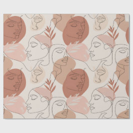 Minimalistische Boho Abstracte Gezichtlijn Kunst I Cadeaupapier
