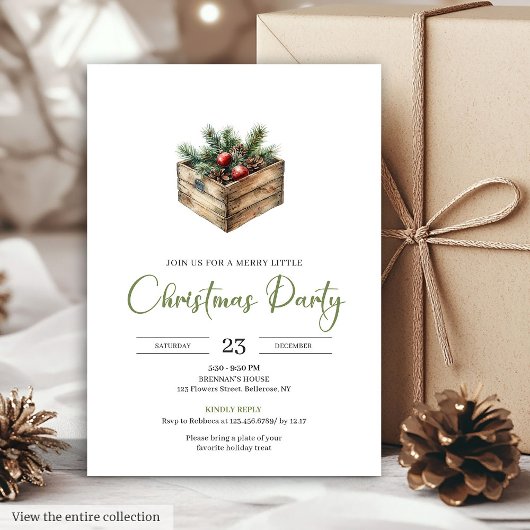 Minimalistische Boho Aquarel Rustieke Kerst Diner Kaart
