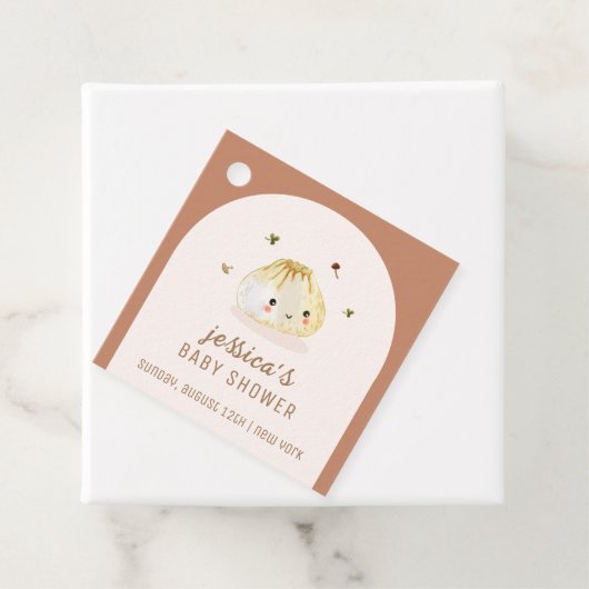Minimalistische Boho Arch Chinees Dumpling Baby sh Bedankjes Labels (In situ)