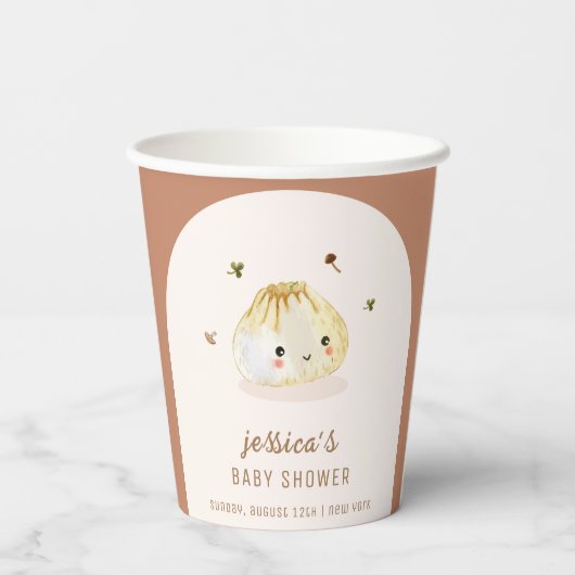 Minimalistische Boho Arch Chinees Dumpling Baby sh Papieren Bekers (Achterkant)