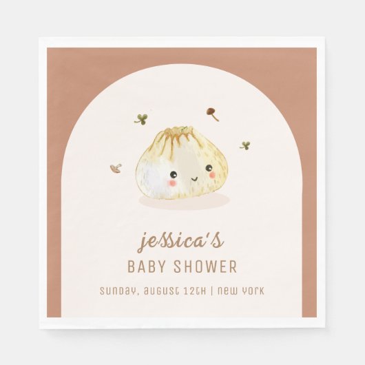 Minimalistische Boho Arch Chinees Dumpling Baby sh Servet (Voorkant)