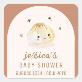 Minimalistische Boho Arch Chinees Dumpling Baby sh Vierkante Sticker
