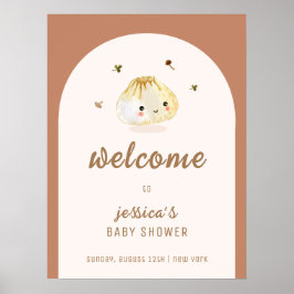 Minimalistische Boho Arch Dumpling Baby shower Wel Poster