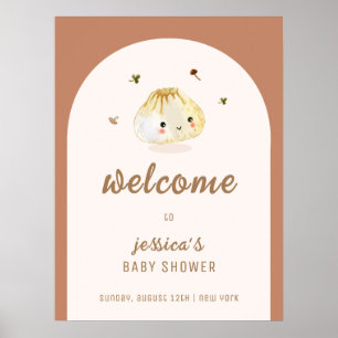 Minimalistische Boho Arch Dumpling Baby shower Wel Poster
