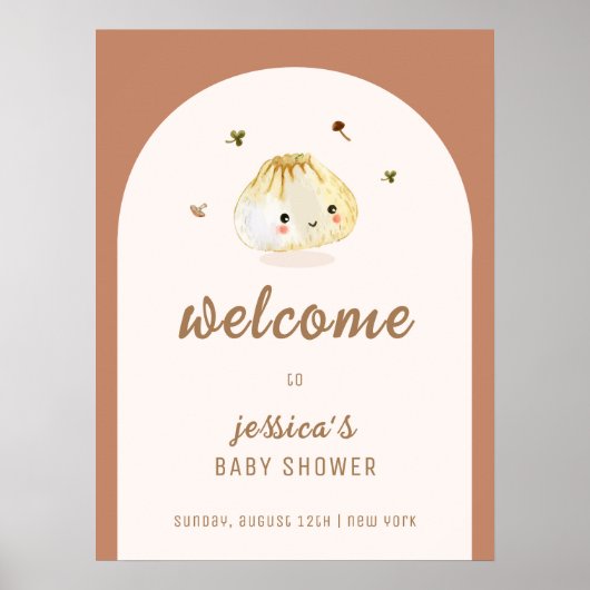 Minimalistische Boho Arch Dumpling Baby shower Wel Poster (Voorkant)