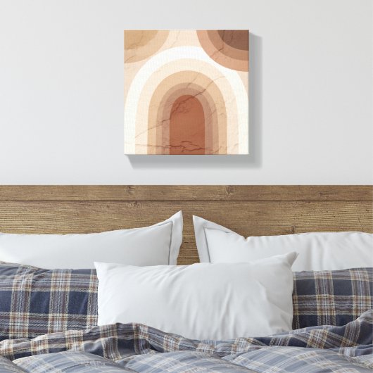 Minimalistische Boho Arches Muurkunst | aardse gra Canvas Afdruk (Insitu (Slaapkamer))