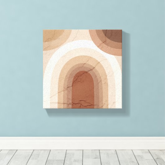 Minimalistische Boho Arches Muurkunst | aardse gra Canvas Afdruk (Insitu (Houten vloer))